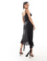 Фото #4 товара Kaiia cowl neck ruffle hem maxi dress in black