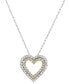 ფოტო #1 პროდუქტის Diamond Double Heart Pendant Necklace (1/4 ct. t.w.) in 14k Two-Tone Gold, 16" + 2" extender