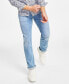 Фото #1 товара Men's Light Wash Skinny Ripped Jeans, Created for Macy's