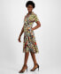 ფოტო #3 პროდუქტის Women's Printed Collared Tie-Waist Dress