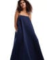 Ghospell Ula beaded strap cotton maxi dress in navy