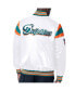 ფოტო #2 პროდუქტის Men's White, Aqua Distressed Miami Dolphins Vintage-Like Satin Full-Snap Varsity Jacket