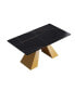 Фото #5 товара 63" Modern Artificial Stone Black Straight Edge Golden Metal Leg Dining Table -6 People
