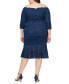 Фото #2 товара Plus Size Glitter Lace Off-The-Shoulder Dress