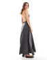 ASOS DESIGN high neck full maxi dress with open back in charcoal