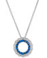 ფოტო #1 პროდუქტის Blueberry Sapphire (7/8 ct. t.w.) & Nude Diamond (1/3 ct. t.w.) Circle 19" Pendant Necklace in 14k White Gold