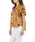 ფოტო #3 პროდუქტის Women's Printed Satin Like Top with Collar