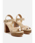 CHOUPETTE Suede Leather Block Heeled Sandal in Nude