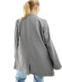 Pieces oversized longline blazer in grey