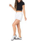 ფოტო #3 პროდუქტის Juniors' Mid-Rise Smocked-Waist Cargo Shorts