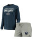 ფოტო #4 პროდუქტის Women's Navy, Gray Penn State Nittany Lions Raglan Long Sleeve T-shirt and Shorts Sleep Set
