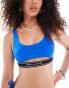 Фото #3 товара Tommy Jeans logo taping cut out bikini top in cobalt blue