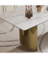 0.47" Thick Sintered Stone Composite Tempered Glass Top Dining Table With Stainless Steel Base