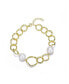 ფოტო #1 პროდუქტის Sterling Silver 14k Gold Plating with Genuine Freshwater Pearl Chain Bracelet