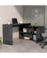 Dallas L-Shaped Home Office Desk, Two Shelves, Single Door Cabinet Smokey Oak, Стандартный - фото #3