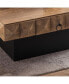 Фото #5 товара 41.73"Three-Dimensional Embossed Pattern Square Retro Coffee Table With 2 Drawers And MDF Base
