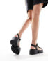 Public Desire Wide Fit Hazard chunky sandal with raffia in black