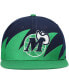 Фото #3 товара Men's Blue and Green Dallas Mavericks Hardwood Classics Sharktooth Snapback Hat