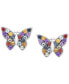 ფოტო #1 პროდუქტის Multi-Gemstone Butterfly Stud Earrings (7/8 ct. t.w.) in Sterling Silver