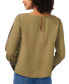 ფოტო #2 პროდუქტის Women's Contrast-Trim Long-Sleeve Top