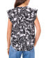 Women's Floral V-Neck Flutter-Sleeve Top