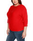 ფოტო #3 პროდუქტის Plus Size Rivet-Trim Dolman-Sleeve Sweater