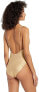 Skin 238136 Womens The Sloane Mallot One-Piece Swimwear Solid Gold Size Small