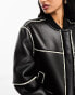 Фото #6 товара ASOS DESIGN shearling bonded bomber jacket in black and cream