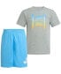 Фото #1 товара Little Boys Essential Heather Football T-Shirt & Shorts, 2 Piece Set