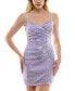 ფოტო #1 პროდუქტის Juniors' Metallic Surplice Sleeveless Bodycon Dress