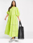 Фото #1 товара Topshop Tall broderie oversized chuck on maxi dress in chartreuse