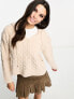 Фото #1 товара Miss Selfridge lounge cable knit crop hoodie in oatmeal