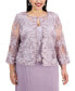 Фото #4 товара Plus Size A-Line Dress With Lace Mock Jacket
