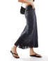 Фото #1 товара Basic Pleasure Mode ruched asymmetric maxi skirt in navy