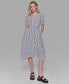 Фото #1 товара Women's Stripe-Print Silky- Crepe Dress