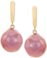 ფოტო #1 პროდუქტის Cultured Pink Ming Pearl (12-14mm) Drop Earrings in 14k Gold