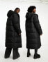 COLLUSION Unisex maxi puffer jacket with hood in black