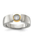 Фото #1 товара Stainless Steel Polished Yellow IP-plated with CZ Tapered Ring