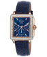 ფოტო #1 პროდუქტის Women's Bari Sparkle Swiss Quartz Blue Leather Watch 37mm