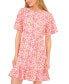 ფოტო #3 პროდუქტის Women's Floral Print Tie Waist Fluted Hem Pleat Neck Skater Dress