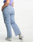 Yours wide leg cargo jean in mid blue