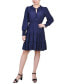 ფოტო #1 პროდუქტის Petite Long Sleeve Tiered Dress with Ruffled Neck