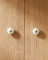 Ceramic golden flower door knob (pack of 2)