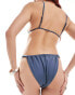 Фото #4 товара Weekday Storm shiny gathered waist bikini bottom in blue