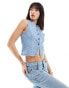 Фото #2 товара ASOS DESIGN denim waistcoat in mid blue