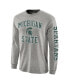 Фото #3 товара Men's Gray Michigan State Spartans Distressed Arch Over Logo Long Sleeve Hit T-shirt