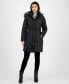 Фото #1 товара Women's Belted Faux-Fur-Trimmed Hooded Puffer Coat