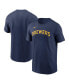 Фото #1 товара Men's Navy Milwaukee Brewers Fuse Wordmark T-shirt