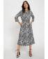 Women's 3/4 Sleeve Zebra Print A-Line Midi Shirt Dress