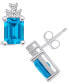 Topaz (4 ct. t.w.) and Diamond (1/5 ct. t.w.) Stud Earrings in 14K White Gold